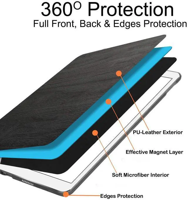 Alt view image 4 of 5 - DuraSafe Cases for iPad PRO 10.5 Inch 2017 Air 10.5 3rd Generation 2019 [ Air 3 ] A1701 A2152 A2123 MQF12LL/A MQEY2LL/A MQF22LL/A Profile & Adjustable Viewing Angle Stand Wooden Texture Cover - Black