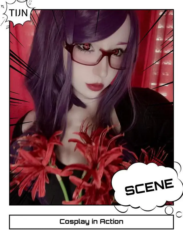 Alt view image 3 of 5 - TIJN Blue Light Blocking Glasses  Halloween Cosplay Eyewear for Anime Girl & Costume Party,Semi-Rimless Rectangle Frame,AL02