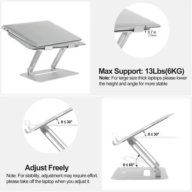 Alt view image 4 of 5 - Urmust Adjustable Laptop Stand for Desk Silver + Rose Gold 2 pcs a Bundle