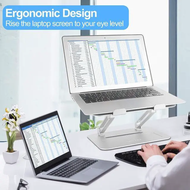 Alt view image 3 of 5 - Urmust Adjustable Laptop Stand for Desk Silver + Rose Gold 2 pcs a Bundle