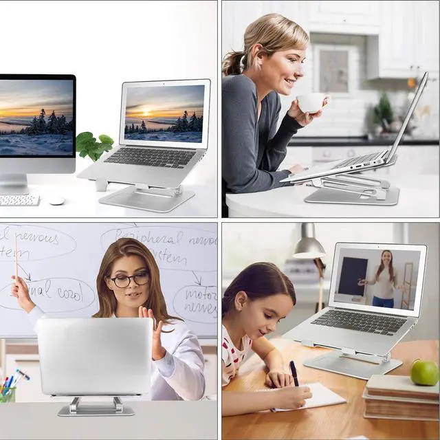 Alt view image 5 of 5 - Urmust Adjustable Laptop Stand for Desk Silver + Rose Gold 2 pcs a Bundle
