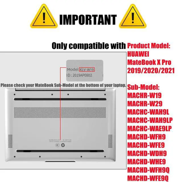 Alt view image 2 of 5 - Se7enline Compatible with Huawei MateBook X Pro 2018/2019/2020/2021 Matte Laptop Protective Hard Shell Case for Huawei Mate Book X Pro 13.9 inch with Keyboard Cover Skin,Matte Black