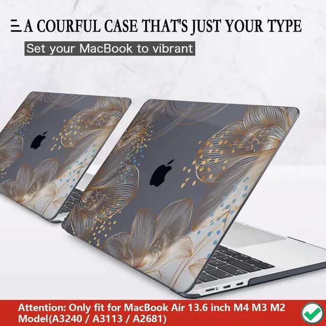 Alt view image 3 of 5 - CISSOOK Gorgeous Flower Case for MacBook Air 13.6 inch M4 M3 M2 2025 2024 2022 Release, Hard Shell Case with Keyboard Cover +Screen Protector for MacBook Air 13 inch A3240 A3113 A2681