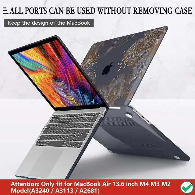 Alt view image 5 of 5 - CISSOOK Gorgeous Flower Case for MacBook Air 13.6 inch M4 M3 M2 2025 2024 2022 Release, Hard Shell Case with Keyboard Cover +Screen Protector for MacBook Air 13 inch A3240 A3113 A2681