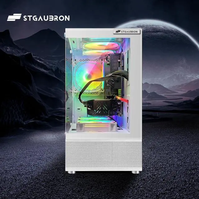 Alt view image 5 of 5 - STGAubron Gaming PC Desktop, Intel 10th Gen G5905 3.5G, Radeon RX 580 16G, 16G DDR4, 1TB SSD, WiFi, BT 5.0, RGB Fan x5, Windows 11 Home