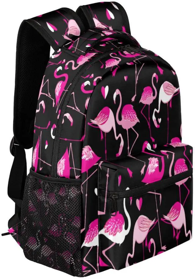 Alt view image 2 of 5 - Backpacks Boys Girls, Kawaii Pink Flamingo Lightweight School Backpack Laptop College Bookbag, Travel Casual Daypack, Hiking Camping Computer Rucksack