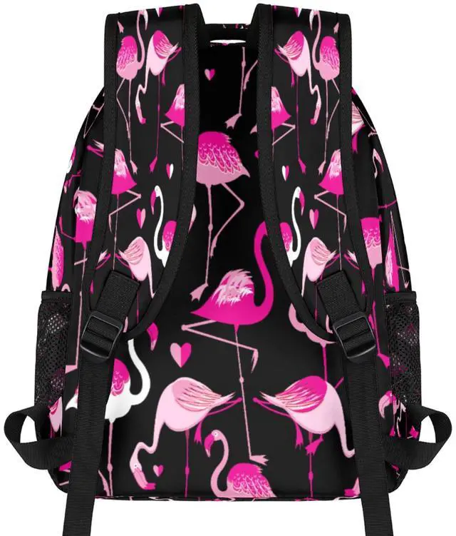 Alt view image 3 of 5 - Backpacks Boys Girls, Kawaii Pink Flamingo Lightweight School Backpack Laptop College Bookbag, Travel Casual Daypack, Hiking Camping Computer Rucksack