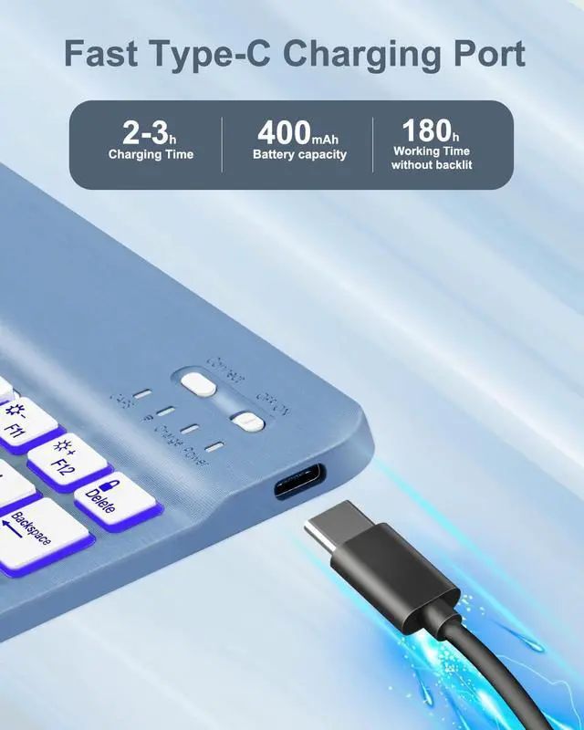 Alt view image 3 of 5 - EAMPANG Case with Keyboard Mouse for iPad A16 11th 10th Generation 11/10.9 inch,Rainbow Backlit Detachable Keypad Rotatable Magnetic Cover with Pencil Holder for iPad 11 2025 10 Gen 2022 Blue