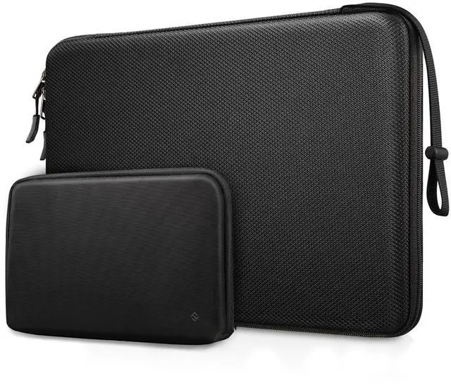 Main image of FINPAC Hard Laptop Sleeve with Accessory Pouch Compatible with 15.3 inch MacBook Air M4 M3 M2 2025 2024, 16.2 inch MacBook Pro M4/M3/M2/M1 Pro/Max, Waterproof Case for Surface Laptop/Book, Black