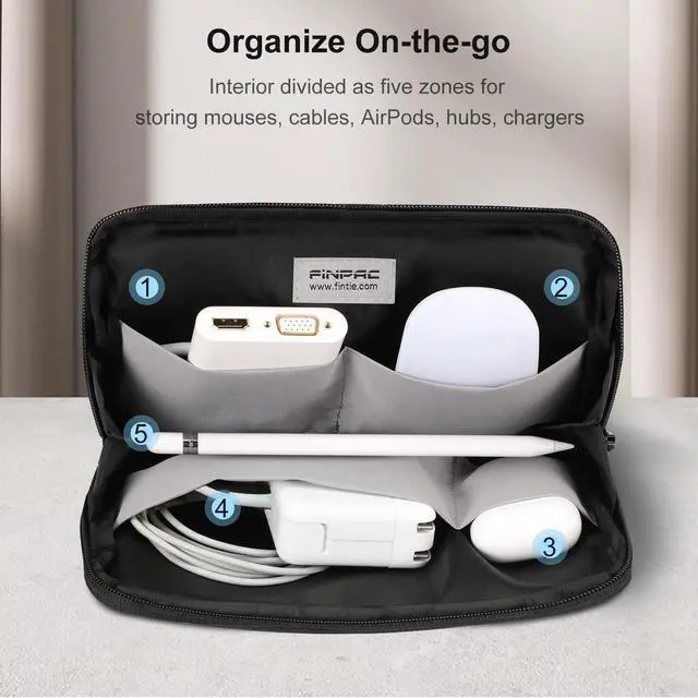 Alt view image 5 of 5 - FINPAC Hard Laptop Sleeve with Accessory Pouch Compatible with 15.3 inch MacBook Air M4 M3 M2 2025 2024, 16.2 inch MacBook Pro M4/M3/M2/M1 Pro/Max, Waterproof Case for Surface Laptop/Book, Black