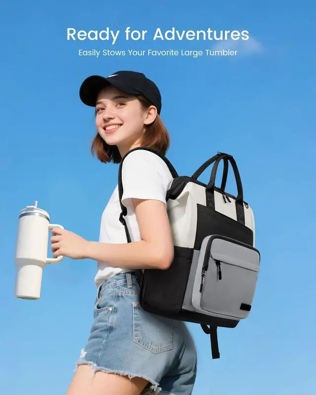 Alt view image 2 of 5 - LOVEVOOK Laptop Backpack for Women, 15.6 Inch Travel Backpack for Work College Business, Water Resistant Teacher Nurse Bag with Large Capacity, School Bookbag Bags Cute Daypack for Woman Girls