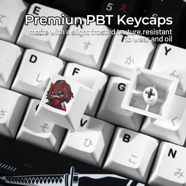 Alt view image 3 of 5 - Hkfos XVX Japanese Keycaps- Premiun PBT White Keyboard Keycaps, Dye Sublimation Bow Keycap Set with Cherry Profile,134 Keys Keycap Suitable for 60% 65% 75% 80% 100% Layout Mechanical Keyboard