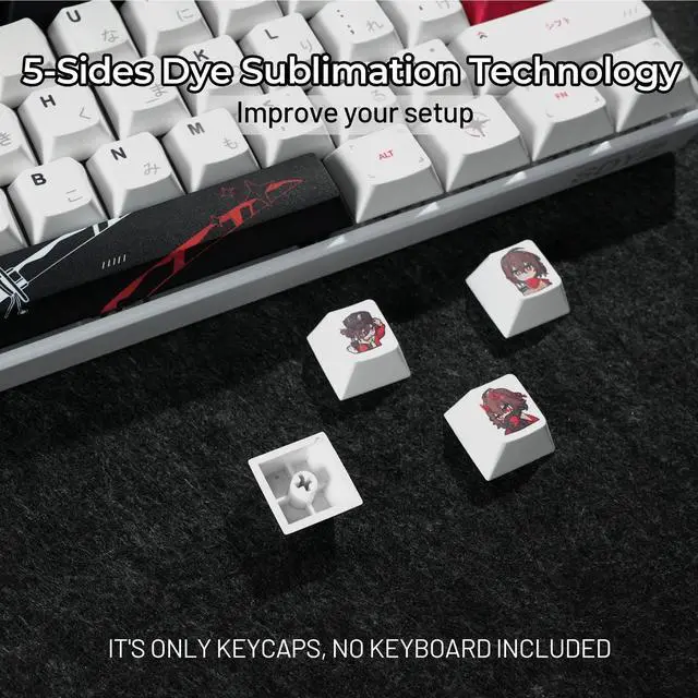 Alt view image 4 of 5 - Hkfos XVX Japanese Keycaps- Premiun PBT White Keyboard Keycaps, Dye Sublimation Bow Keycap Set with Cherry Profile,134 Keys Keycap Suitable for 60% 65% 75% 80% 100% Layout Mechanical Keyboard