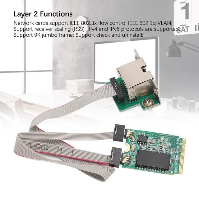 Alt view image 4 of 5 - Gigabit Ethernet Network Card - Built in I210AT Chipset,M.2 A E Network Card Bent Pin, Gigabit Ethernet Single Port, RJ45 Server Network Card with I210AT Chip