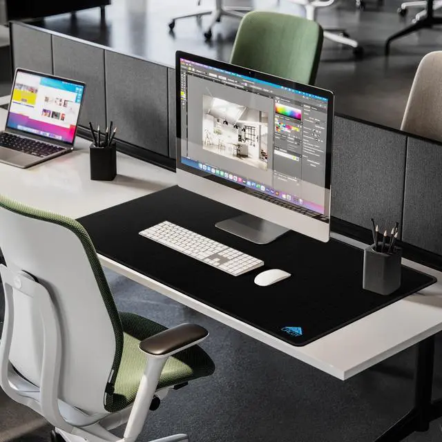 Alt view image 2 of 5 - Cacoy 36" x 20" Large Mouse Pad, Desk Mat Office Desk Pad Gaming Mouse Mat with Stitched Edges, XXL Keyboard Mousepad with Non-Slip Waterproof Rubber Base for PC Laptop Home Office Accessories, Black