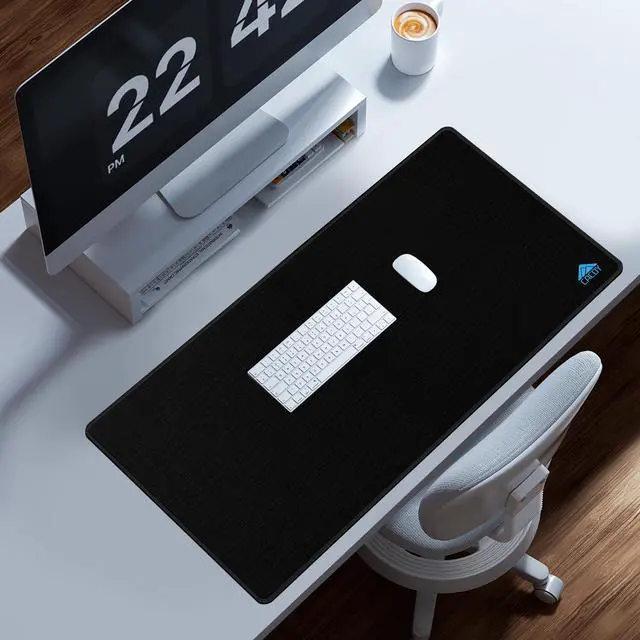 Alt view image 4 of 5 - Cacoy 36" x 20" Large Mouse Pad, Desk Mat Office Desk Pad Gaming Mouse Mat with Stitched Edges, XXL Keyboard Mousepad with Non-Slip Waterproof Rubber Base for PC Laptop Home Office Accessories, Black