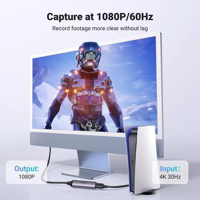 Alt view image 2 of 5 - UGREEN Full HD 1080P 60FPS Capture Card HDMI to USB A/Type C 4K Video Capture Card for Streaming, Recording, Gaming, Compatible with Switch 2, PS4, PS5, Xbox, Work with PC/Windows/Mac OS