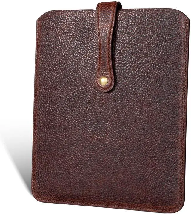 Main image of Thryxop Genuine Leather Tablet Sleeve for iPad Pro 11/Air 10.9/Magic Keyboard & Galaxy Tab S9/S9 FE | Slim Protective Case with Microfiber Lining (Fits Devices up to 11") - Dark Brown