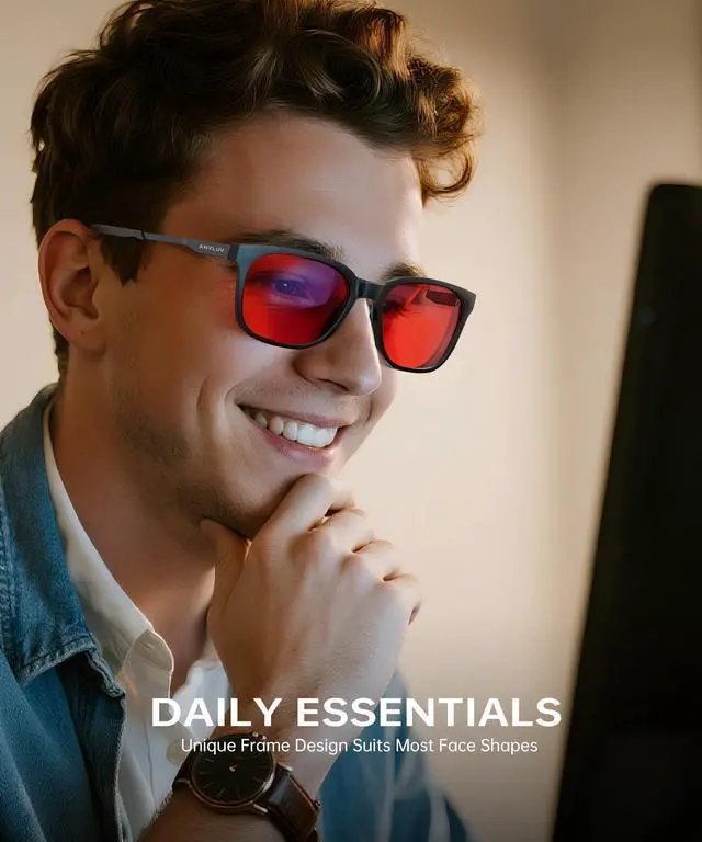 Alt view image 2 of 5 - ANYLUV Blue Light Glasses for Men, Computer Gaming Glasses, Stylish Anti Eyestrain Blue Light Blocking Glasses Men