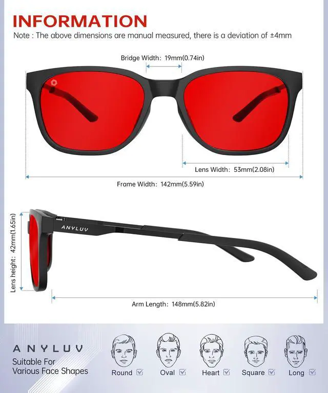 Alt view image 5 of 5 - ANYLUV Blue Light Glasses for Men, Computer Gaming Glasses, Stylish Anti Eyestrain Blue Light Blocking Glasses Men