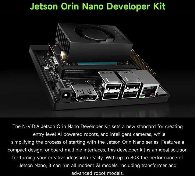 Alt view image 3 of 5 - Waveshare Jetson Orin Nano AI Development Kit for Embedded and Edge Systems, with 8GB Memory Jetson Orin Nano Module