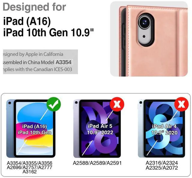 Alt view image 2 of 5 - Antbox Case for iPad (A16) 11th (11'')/ 10th Generation (10.9'') High Grade Skin-Touch Vegan Leather with Built-in Pencil Holder Auto Sleep/Wake Function (Peach Pink)