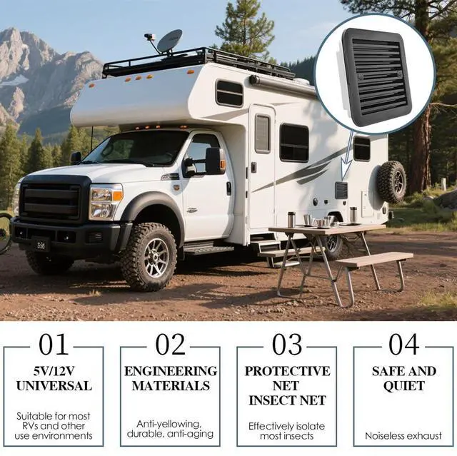 Alt view image 3 of 5 - xiaoqijia 12V RV Refrigerator Ventilation Fan - Ultra Quiet 16dB, 6-Speed with Timer Function, IPX5 Waterproof, Daisy Chain Expandable - Ideal for Enclosed Trailers, Campers, Server Racks, Greenhouses