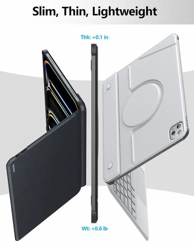 Alt view image 2 of 5 - Nillkin for iPad Air/Pro 13 Inch Case with Detachable Keyboard, [with Magnetic Ring] Slim Rugged Keyboard Case for iPad Air 13 M3/M2 and iPad Pro 13 M4 with Stand Backlit Multi-Touch Trackpad, Gray