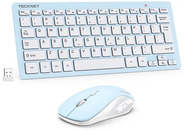 Main image of TECKNET Wireless Keyboard and Mouse Combo, Mini Cordless Computer Keyboard and Mouse Set 2.4GHz, Silent Adjustable 1600 DPI, Quiet Click, Lag-Free for Computer, Laptop, PC, Windows, Mac, Chrome OS