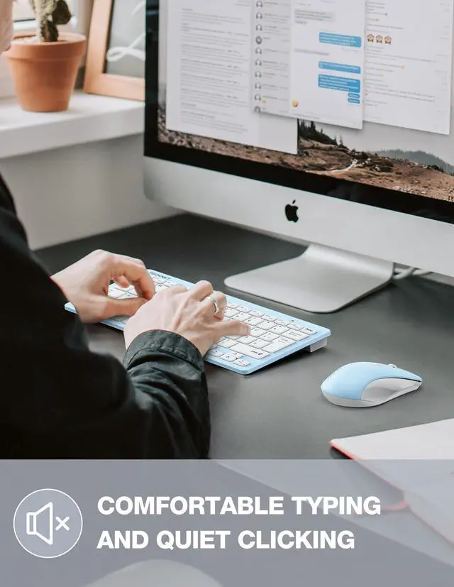 Alt view image 3 of 5 - TECKNET Wireless Keyboard and Mouse Combo, Mini Cordless Computer Keyboard and Mouse Set 2.4GHz, Silent Adjustable 1600 DPI, Quiet Click, Lag-Free for Computer, Laptop, PC, Windows, Mac, Chrome OS