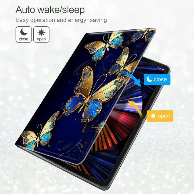 Alt view image 4 of 5 - Case for Amazon Kindle Fire Max 11 Tablet (13th Gen, 2023 Release) 11" Cover Slim PU Leather Smart Folio Stand Cover with Auto Wake Sleep, Blue Sky Butterfly