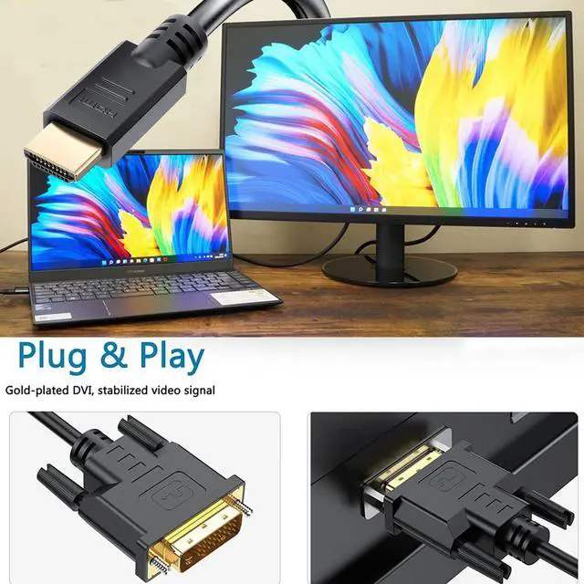 Alt view image 4 of 5 - YOTETION Long HDMI A to DVI 40FT Wire Rod, HDMI to DVI Adapter High-Speed Gold-Plated Plug and Play Bi-Directional 1080p, DVI Cable to HDMI Cable for Televison/Monitor/Video Card/Graphics Card