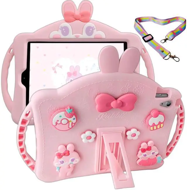 Main image of IPad (A16) 11th Generation Case for Girls Women 11-inch 2025, UFAINEI Cute Pink Rabbit Cases for iPad 10th Generation 2022 10.9 inch Cover with Kickstand Hand Handle & Adjustable Shoulder Strap-Pink