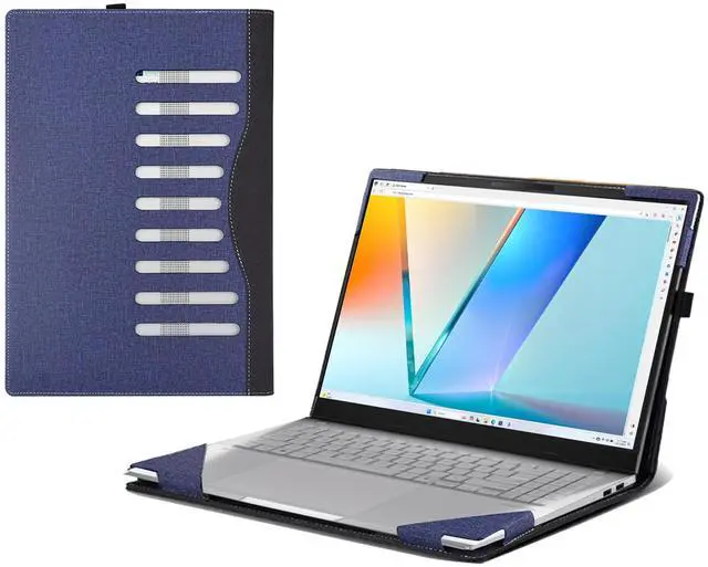 Main image of Laptop Case forASUS Vivobook S 15 OLED (S5506 S5506MA M5506) [Note Other Models] All Inclusive Drop Case 16" PU Leather Protective Laptop Bag Detachable Shell (Blue)