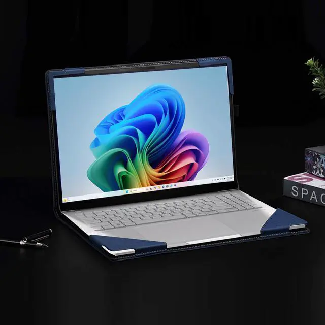 Alt view image 2 of 5 - Laptop Case forASUS Vivobook S 15 OLED (S5506 S5506MA M5506) [Note Other Models] All Inclusive Drop Case 16" PU Leather Protective Laptop Bag Detachable Shell (Blue)