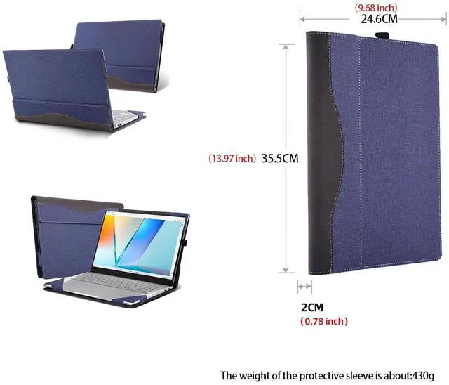 Alt view image 3 of 5 - Laptop Case forASUS Vivobook S 15 OLED (S5506 S5506MA M5506) [Note Other Models] All Inclusive Drop Case 16" PU Leather Protective Laptop Bag Detachable Shell (Blue)