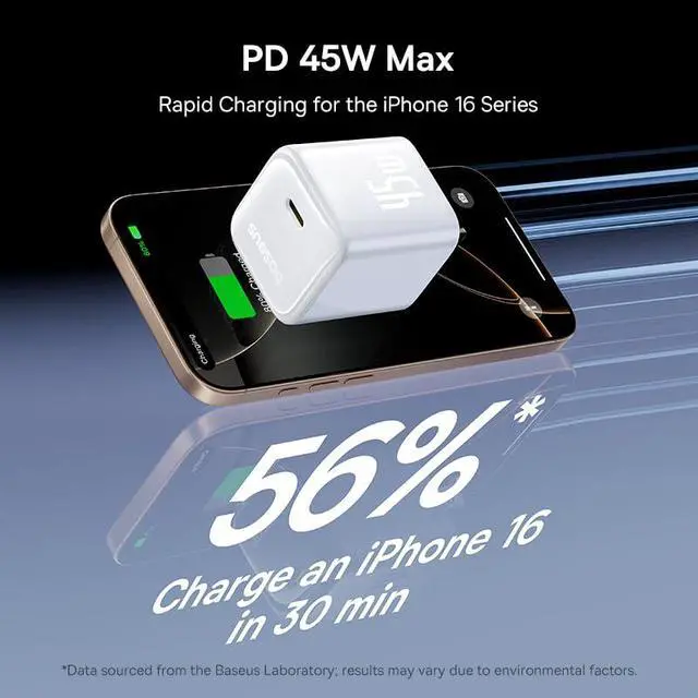 Alt view image 2 of 5 - Baseus 45W USB C Charger Block, 2 Pack PPS Fast Charger Type C with USB-C Cable for iPhone 16/15 Series, iPad, Galaxy S24 Ultra and More Series