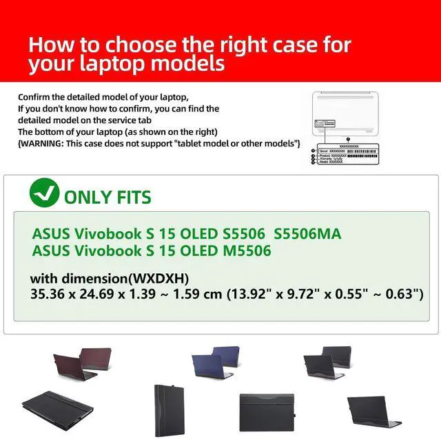 Alt view image 5 of 5 - Laptop Case forASUS Vivobook S 15 OLED (S5506 S5506MA M5506) [Note Other Models] All Inclusive Drop Case 16" PU Leather Protective Laptop Bag Detachable Shell (Blue)