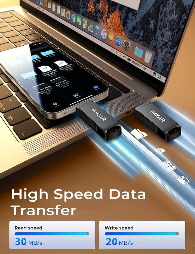 Alt view image 3 of 5 - MFi Certified 512GB Flash Drive for iPhone iPad, IMKAR Memory Stick Storage for Photos Videos, Compatible with iPhone iPad Android and PC, Plug and Play No Application Required (Metal Gray)