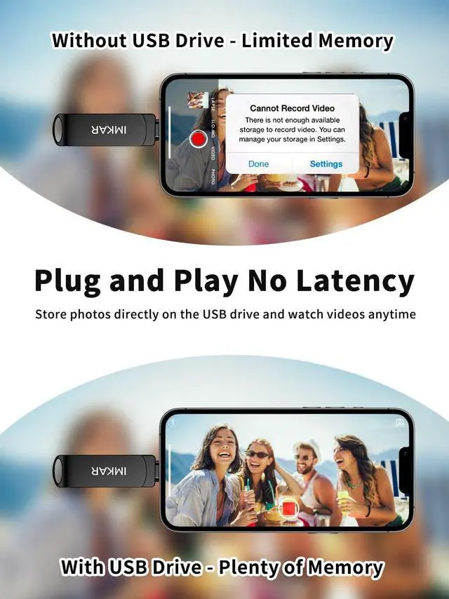 Alt view image 4 of 5 - MFi Certified 512GB Flash Drive for iPhone iPad, IMKAR Memory Stick Storage for Photos Videos, Compatible with iPhone iPad Android and PC, Plug and Play No Application Required (Metal Gray)