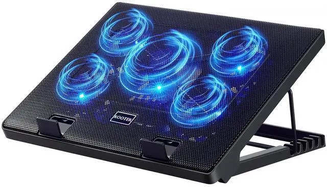 Main image of Kootek Laptop Cooling Pad, Laptop Cooler with 5 Quiet Fans for 12"-17" Computer PC Notebook Gaming Laptop Fan, Height Adjustable Laptop Cooling Stand Laptop Accessories, Blue