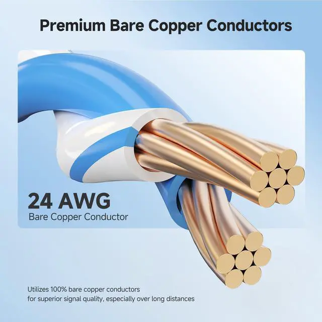 Alt view image 5 of 5 - Cable Matters [UL Listed] 10Gbps CM Rated 24AWG Stranded Cat 6 Ethernet Cable - 300ft, Bare Copper, UTP, Cat6 Spool for Ethernet Patch Cable, Blue