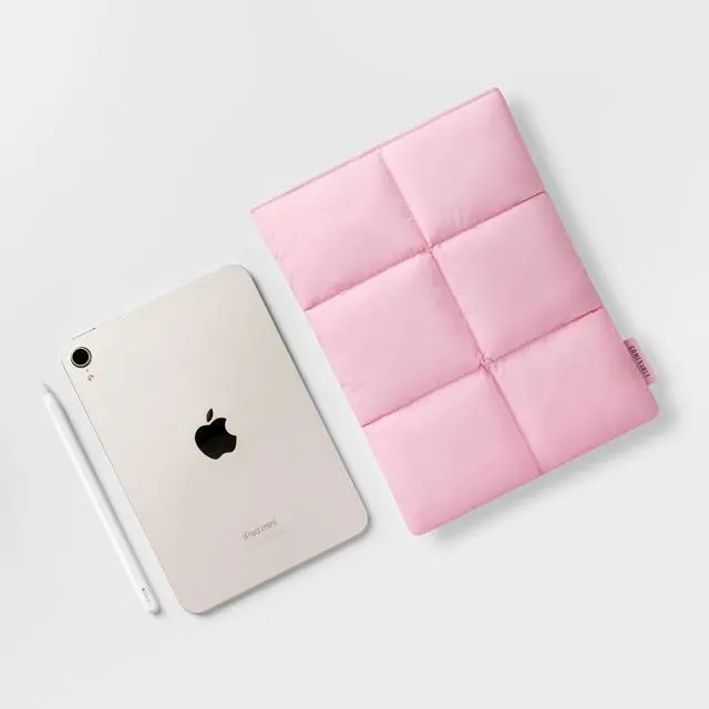 Alt view image 5 of 5 - Comfyable Puffy Tablet Sleeve 7-8 Inch Compatible for iPad mini 7 2024 A17 Pro, Mini 6 2021 A15, Quilted Puffer Tablet Carrying Case for Women Men, Candy Pink