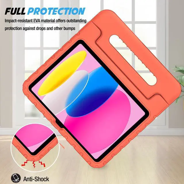 Alt view image 3 of 5 - ProCase Kids Case for iPad A16 11th Generation 2025/iPad 10th Generation 2022 with Pencil Holder, iPad 11/10 Case Shockproof Lightweight Cover with Stand Convertible Handle for Children -Orange