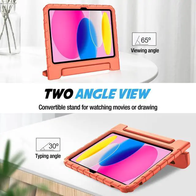 Alt view image 5 of 5 - ProCase Kids Case for iPad A16 11th Generation 2025/iPad 10th Generation 2022 with Pencil Holder, iPad 11/10 Case Shockproof Lightweight Cover with Stand Convertible Handle for Children -Orange