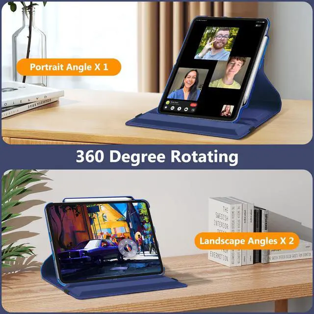 Alt view image 4 of 5 - Fintie Rotating Case for iPad Pro 13-inch (M4) 2024 with Pencil Holder - 360 Degree Swiveling Protective Stand Cover with Auto Wake/Sleep, Starry Sky
