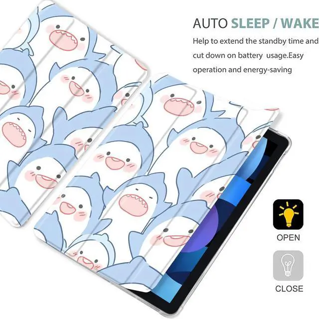 Alt view image 4 of 5 - MAYCARI Original Case for iPad Pro 11 Inch 2022/2021/2020 with Pencil Holder, Cartoon Sharks iPad Pro 11 Inch 4th/3rd/2nd Generation Soft TPU Back Protective Cover Shell, Auto Sleep/Wake Slim Shell