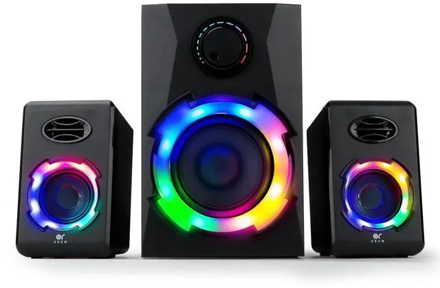 Main image of OROW Computer Speakers,40W PC Speakers with Subwoofer,Gaming Speakers with Bass,AC Powered,Support Bluetooth&SD&USB Play, 2.1 Multimedia Speakers System with RGB Light,Great for TV/Projector/PC/Laptop
