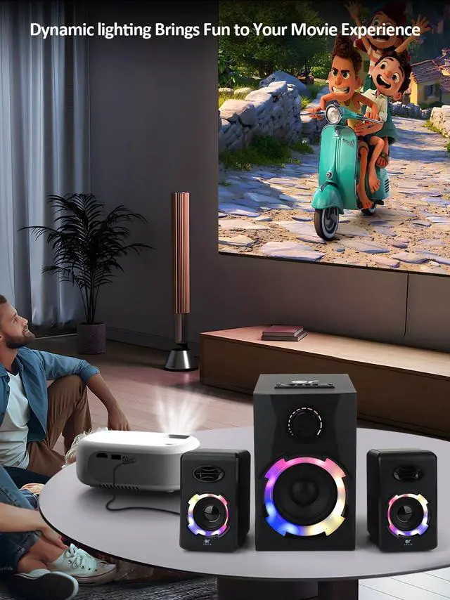 Alt view image 4 of 5 - OROW Computer Speakers,40W PC Speakers with Subwoofer,Gaming Speakers with Bass,AC Powered,Support Bluetooth&SD&USB Play, 2.1 Multimedia Speakers System with RGB Light,Great for TV/Projector/PC/Laptop