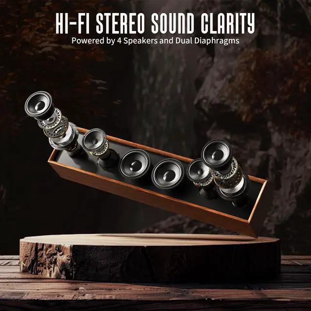 Alt view image 2 of 5 - SWTOIPIG Retro Computer Speakers - Wooden Sound Bar with Bluetooth 5.3 & USB Connectivity | Universal Compatibility for PC, Desktop, Laptop, Monitor, Tablet & Smartphone